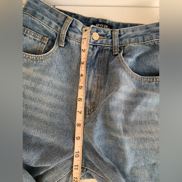 Nasty Gal Denim Debbie Pull On High Waisted Tapered Mom Jeans 26 Light Blue Wash - Picture 6 of 12